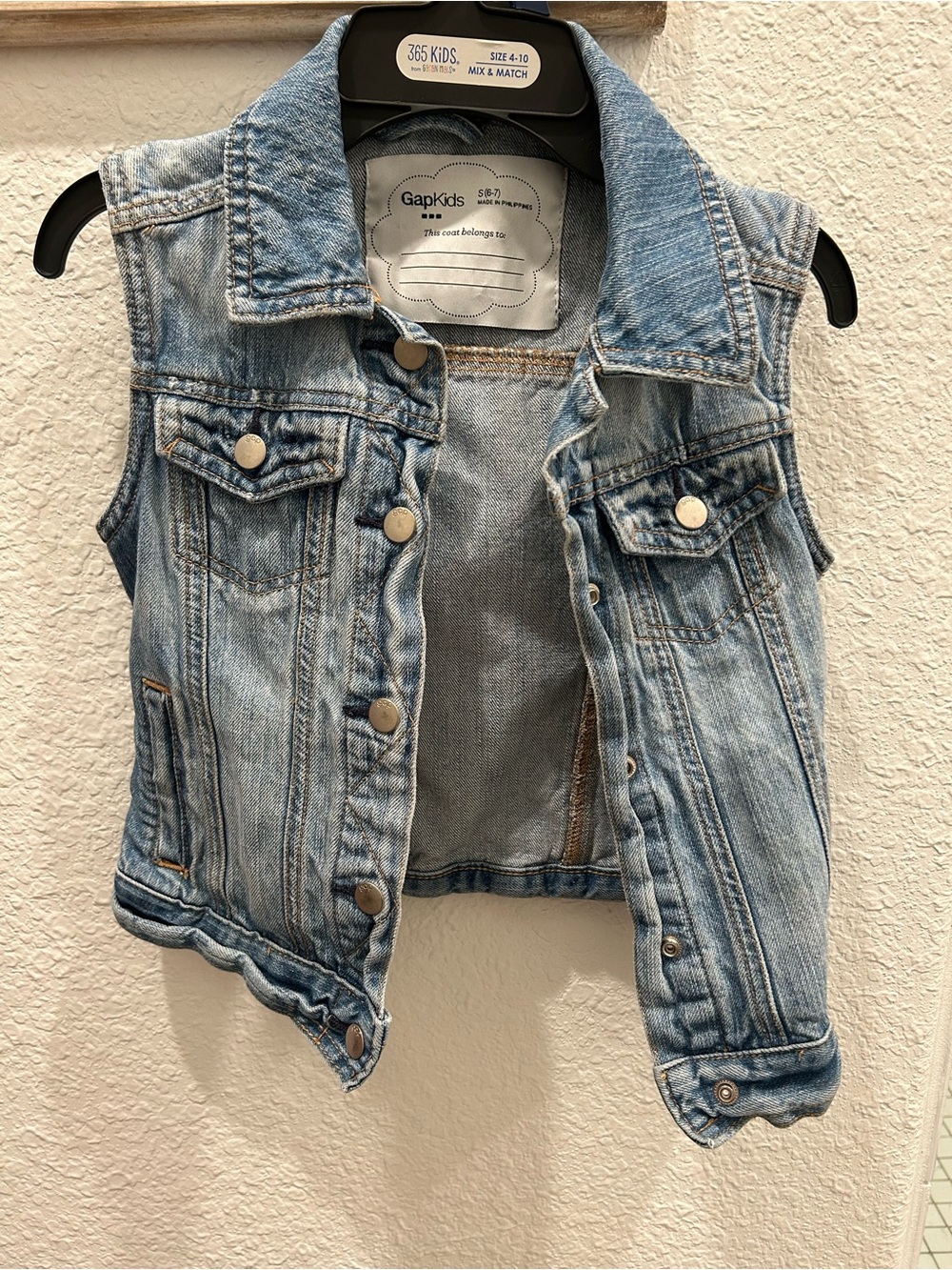 GAP Light Wash Denim Vest for Kids